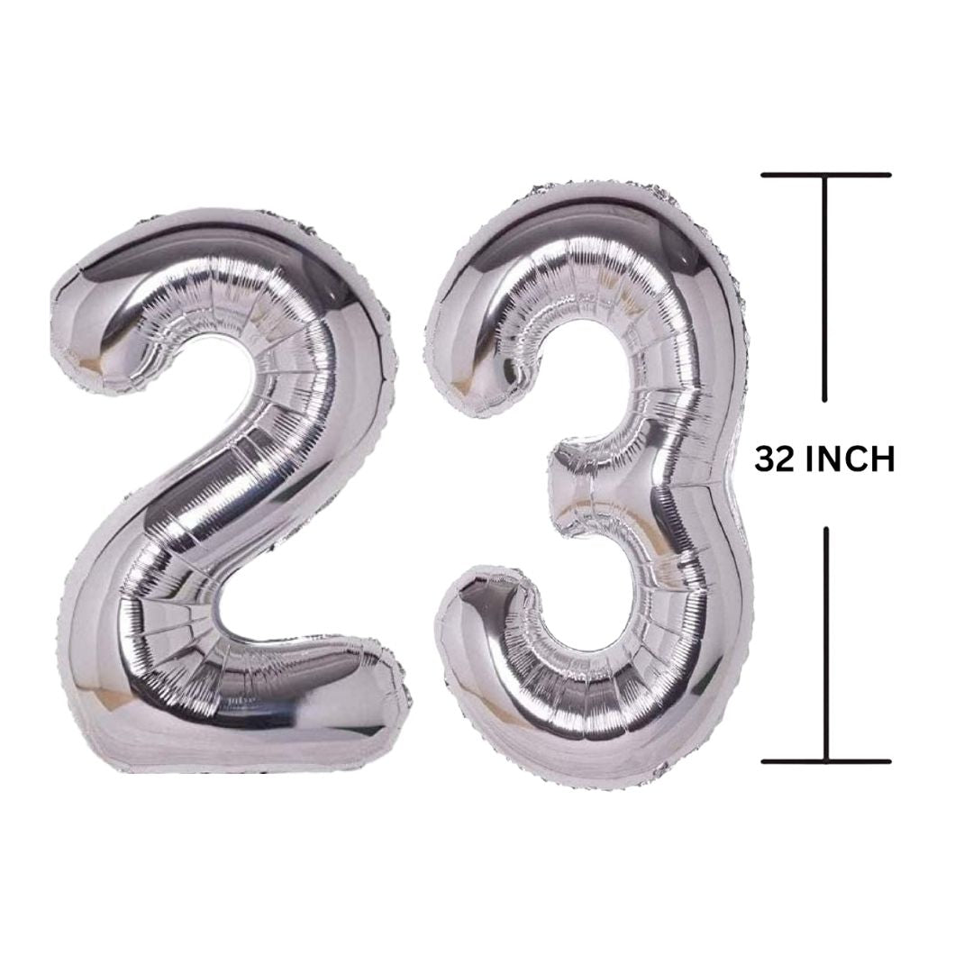 32 Inches SILVER Number Balloon Air or Helium Compactable Balloon for Party Decoration, Birthday, Anniversary