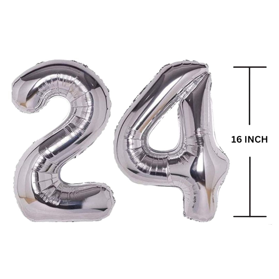 16 Inches SILVER Number Balloon Air or Helium Compactable Balloon for Party Decoration, Birthday, Anniversary