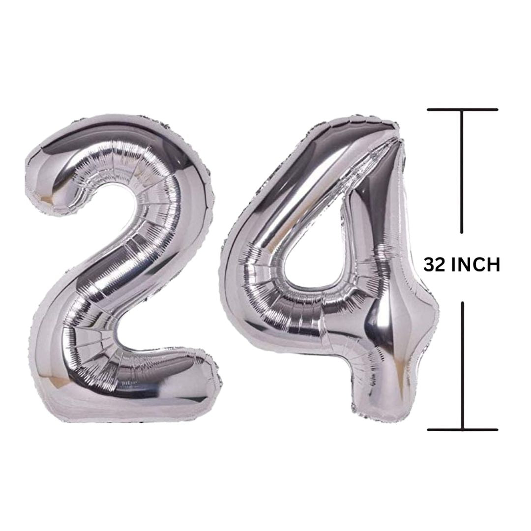 32 Inches SILVER Number Balloon Air or Helium Compactable Balloon for Party Decoration, Birthday, Anniversary