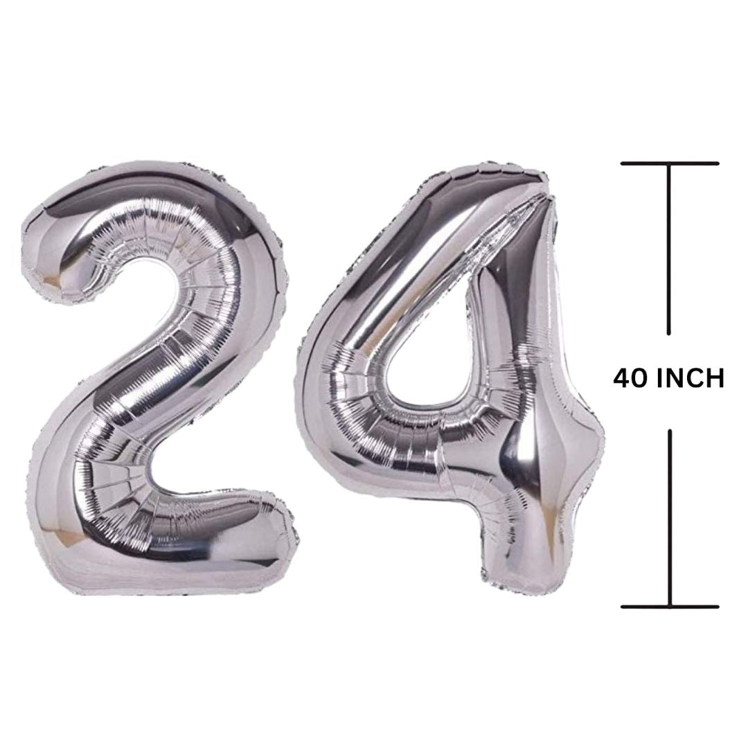 40 Inches SILVER Number Balloon Air or Helium Compactable Balloon for Party Decoration, Birthday, Anniversary