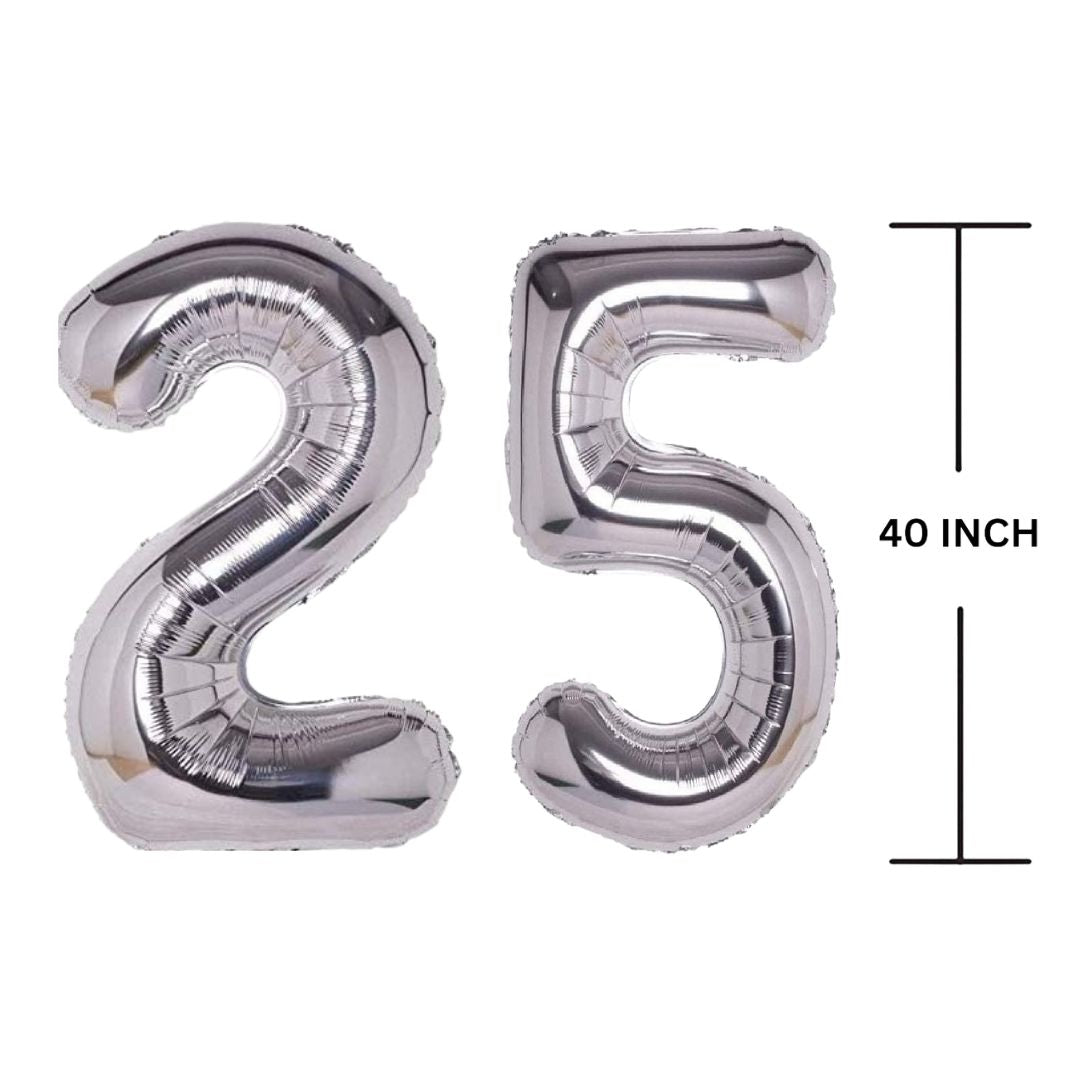 40 Inches SILVER Number Balloon Air or Helium Compactable Balloon for Party Decoration, Birthday, Anniversary