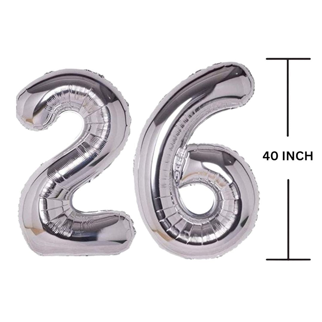 40 Inches SILVER Number Balloon Air or Helium Compactable Balloon for Party Decoration, Birthday, Anniversary