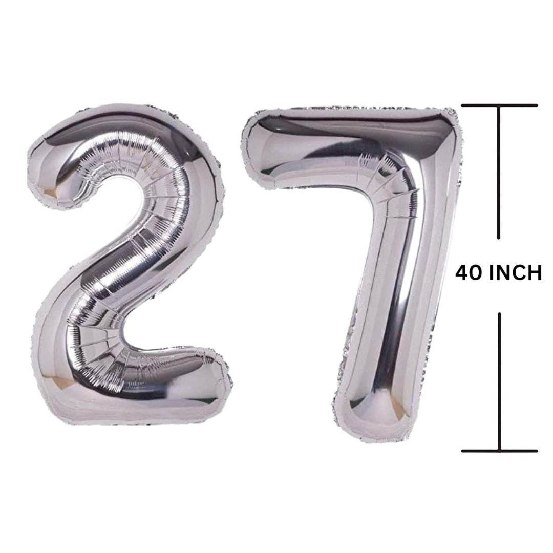 40 Inches SILVER Number Balloon Air or Helium Compactable Balloon for Party Decoration, Birthday, Anniversary