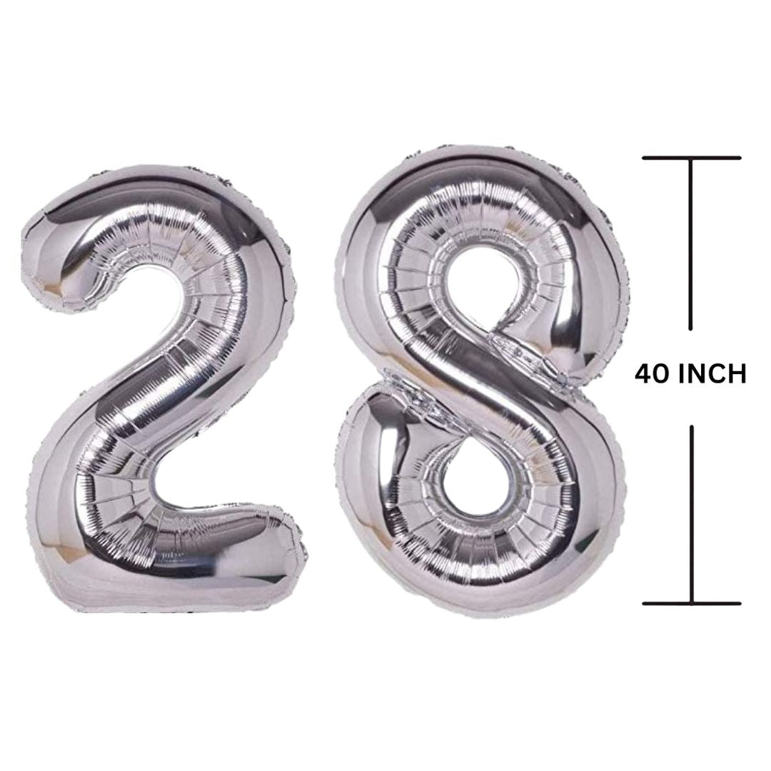 40 Inches SILVER Number Balloon Air or Helium Compactable Balloon for Party Decoration, Birthday, Anniversary