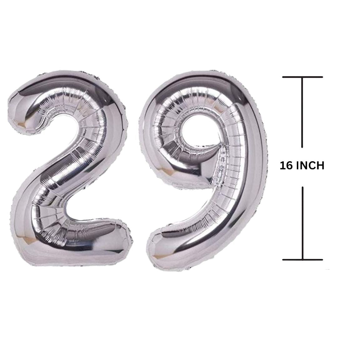 16 Inches SILVER Number Balloon Air or Helium Compactable Balloon for Party Decoration, Birthday, Anniversary