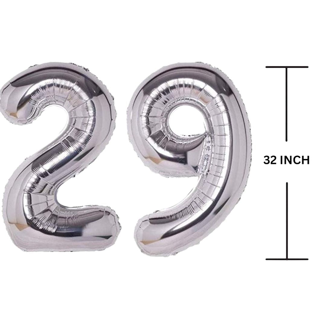 32 Inches SILVER Number Balloon Air or Helium Compactable Balloon for Party Decoration, Birthday, Anniversary