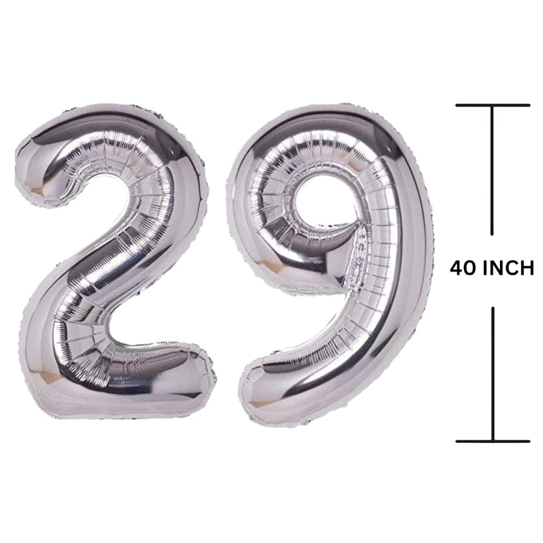 40 Inches SILVER Number Balloon Air or Helium Compactable Balloon for Party Decoration, Birthday, Anniversary