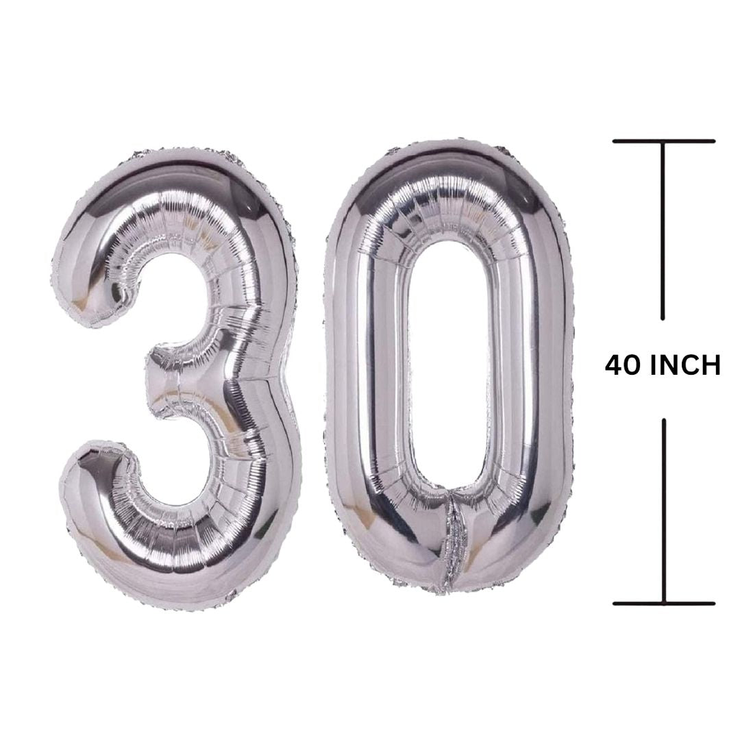 40 Inches SILVER Number Balloon Air or Helium Compactable Balloon for Party Decoration, Birthday, Anniversary