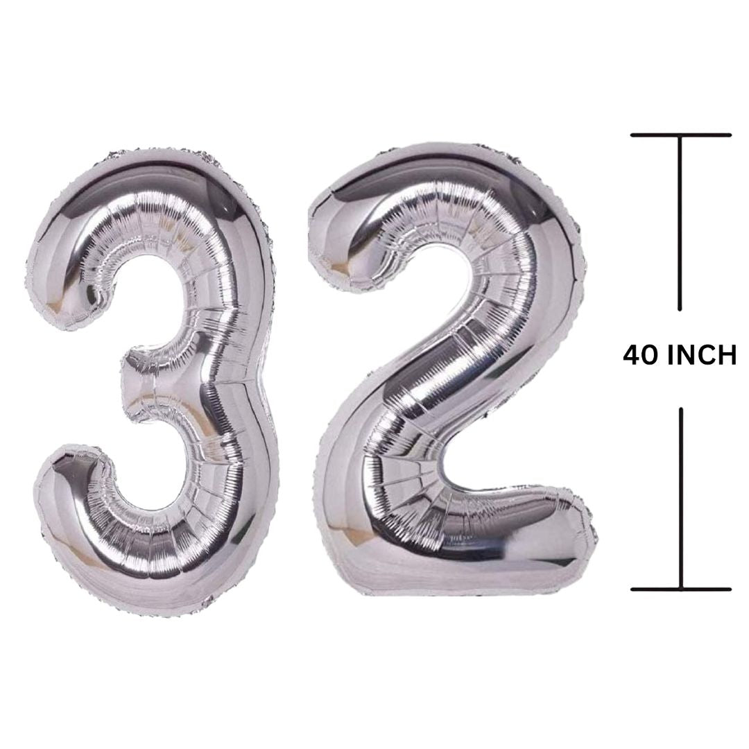 40 Inches SILVER Number Balloon Air or Helium Compactable Balloon for Party Decoration, Birthday, Anniversary