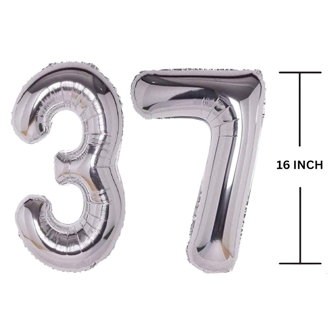 16 Inches SILVER Number Balloon Air or Helium Compactable Balloon for Party Decoration, Birthday, Anniversary