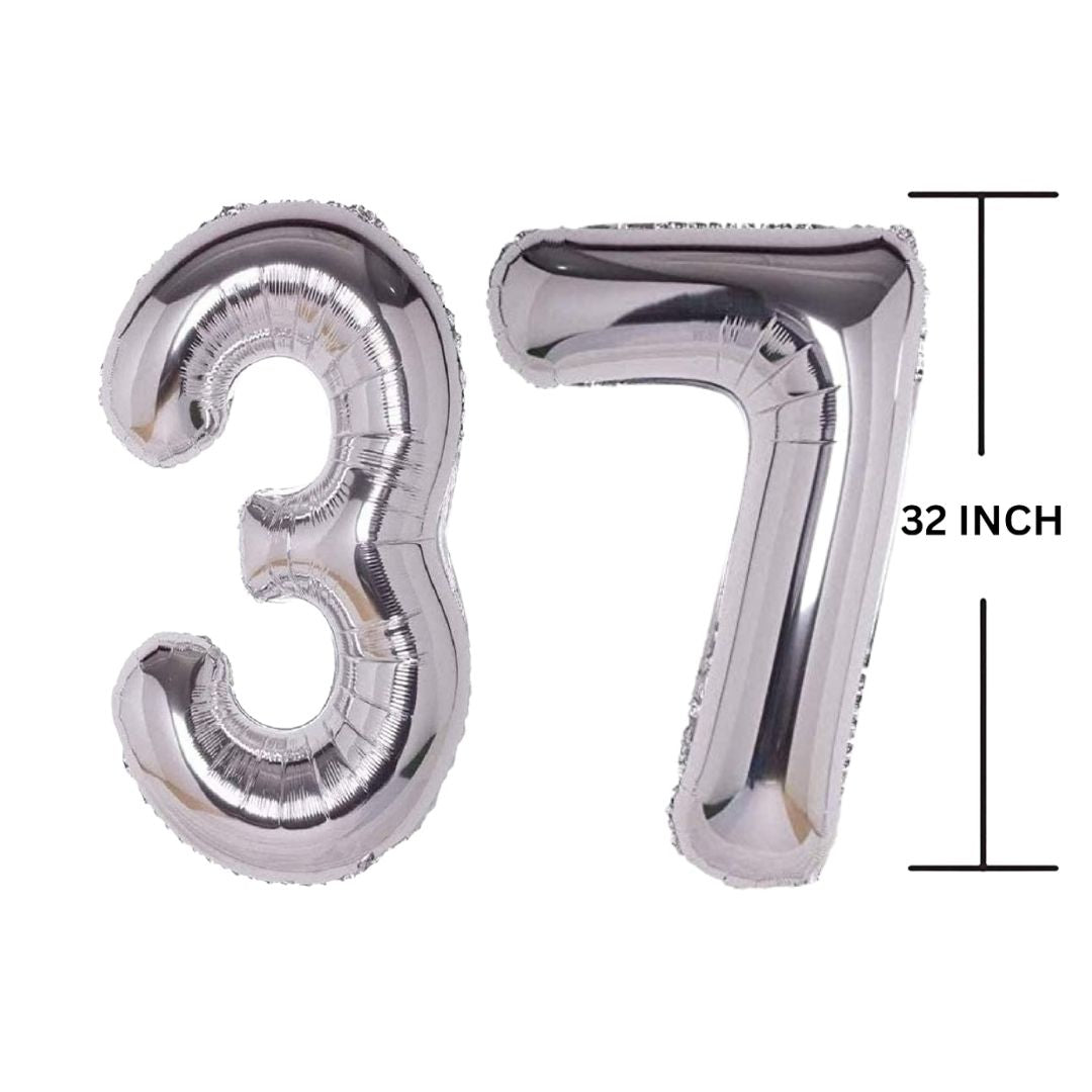 32 Inches SILVER Number Balloon Air or Helium Compactable Balloon for Party Decoration, Birthday, Anniversary