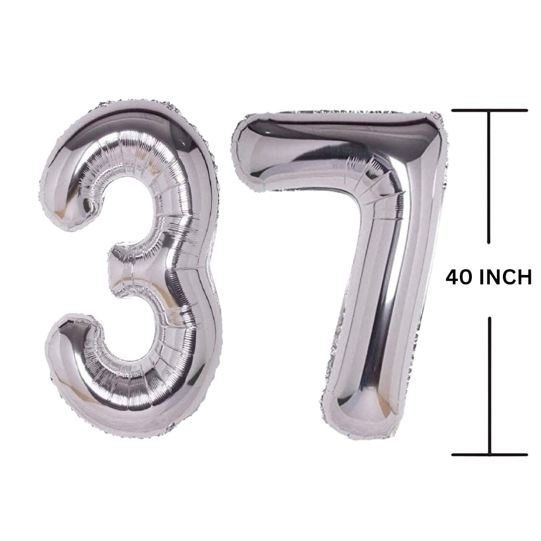 40 Inches SILVER Number Balloon Air or Helium Compactable Balloon for Party Decoration, Birthday, Anniversary