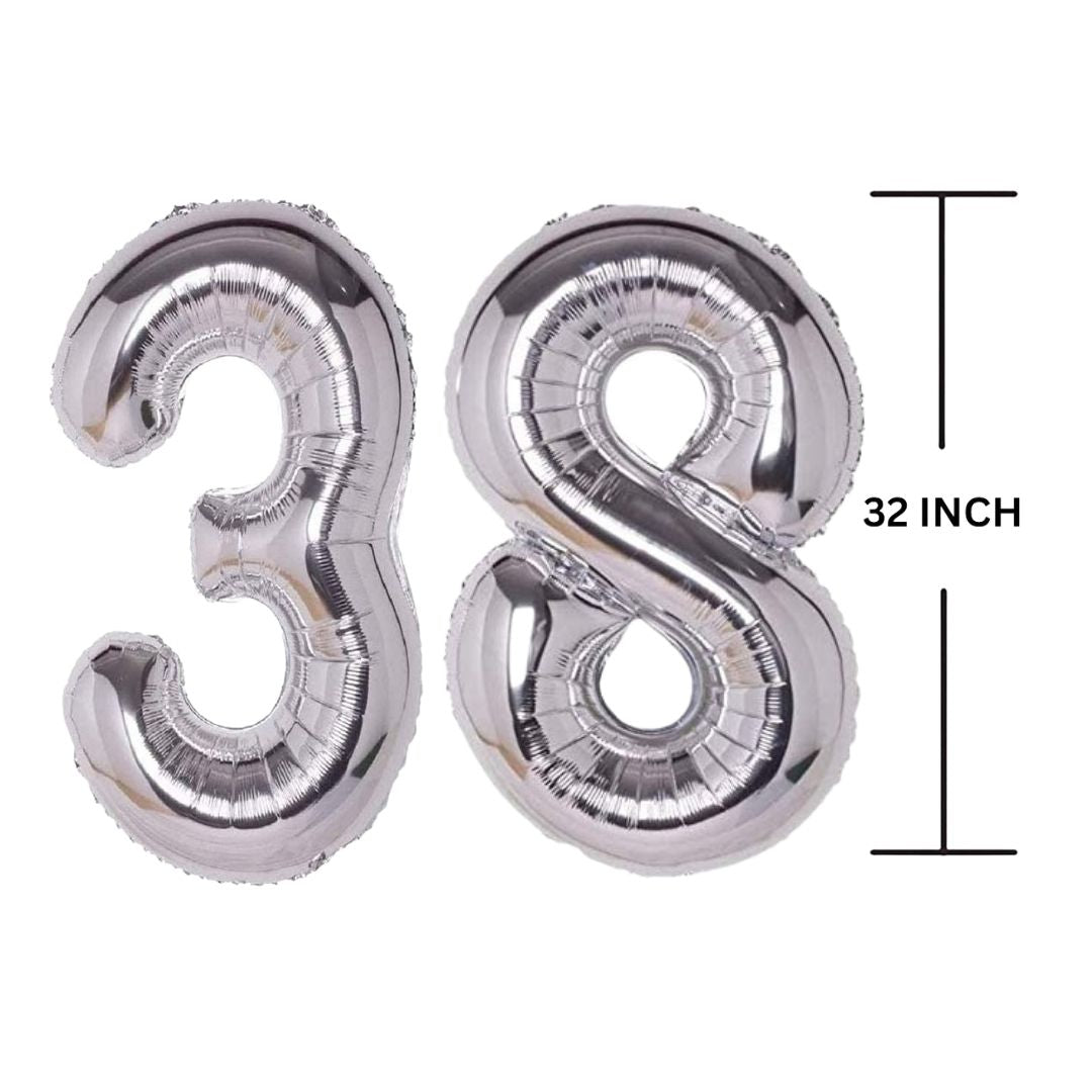 32 Inches SILVER Number Balloon Air or Helium Compactable Balloon for Party Decoration, Birthday, Anniversary