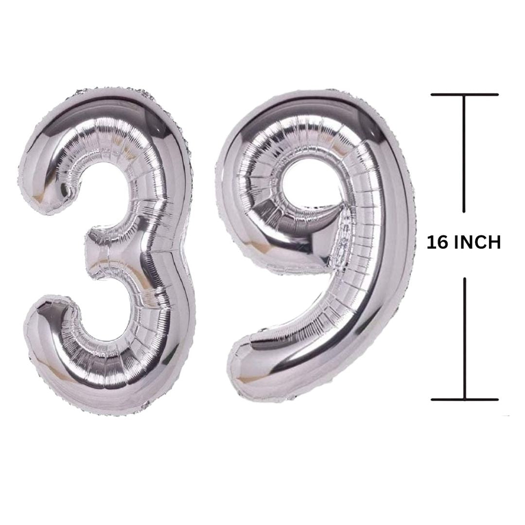 16 Inches SILVER Number Balloon Air or Helium Compactable Balloon for Party Decoration, Birthday, Anniversary