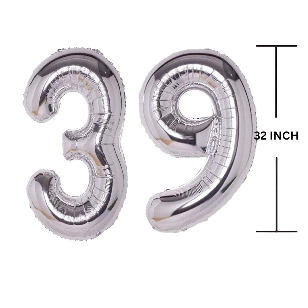 32 Inches SILVER Number Balloon Air or Helium Compactable Balloon for Party Decoration, Birthday, Anniversary