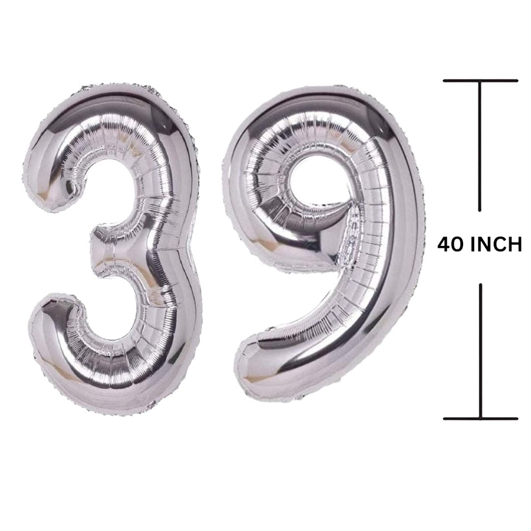 40 Inches SILVER Number Balloon Air or Helium Compactable Balloon for Party Decoration, Birthday, Anniversary