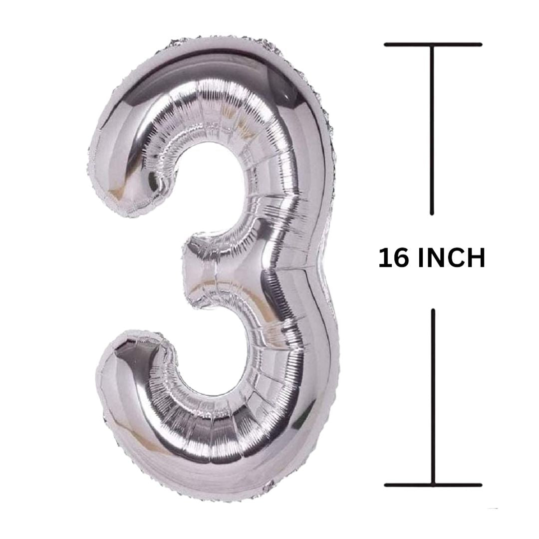 16 Inches SILVER Number Balloon Air or Helium Compactable Balloon for Party Decoration, Birthday, Anniversary