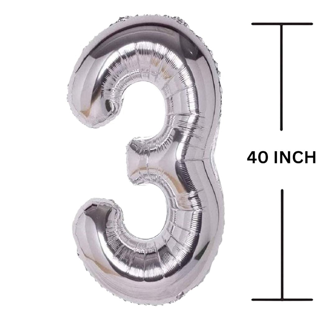 40 Inches SILVER Number Balloon Air or Helium Compactable Balloon for Party Decoration, Birthday, Anniversary