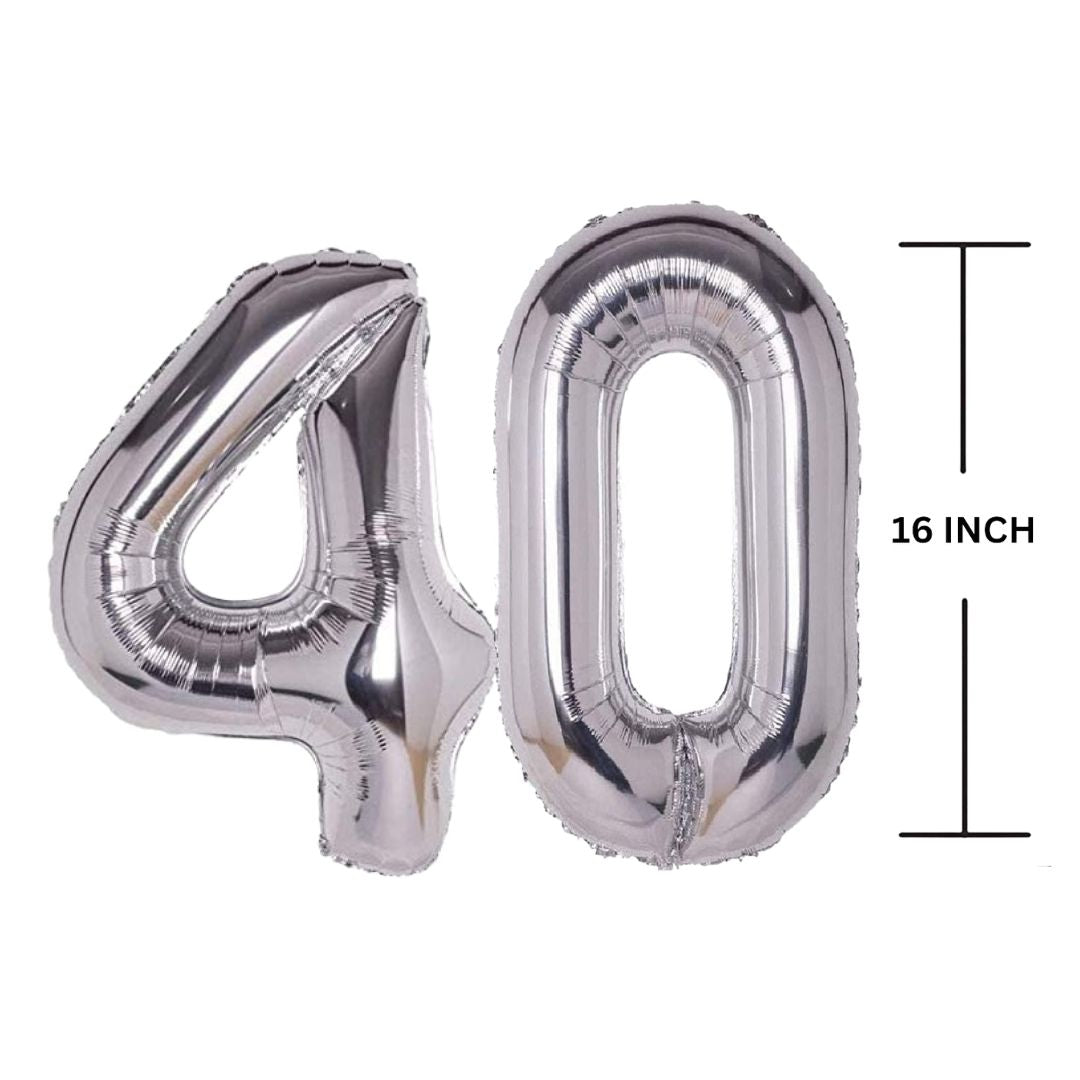 16 Inches SILVER Number Balloon Air or Helium Compactable Balloon for Party Decoration, Birthday, Anniversary