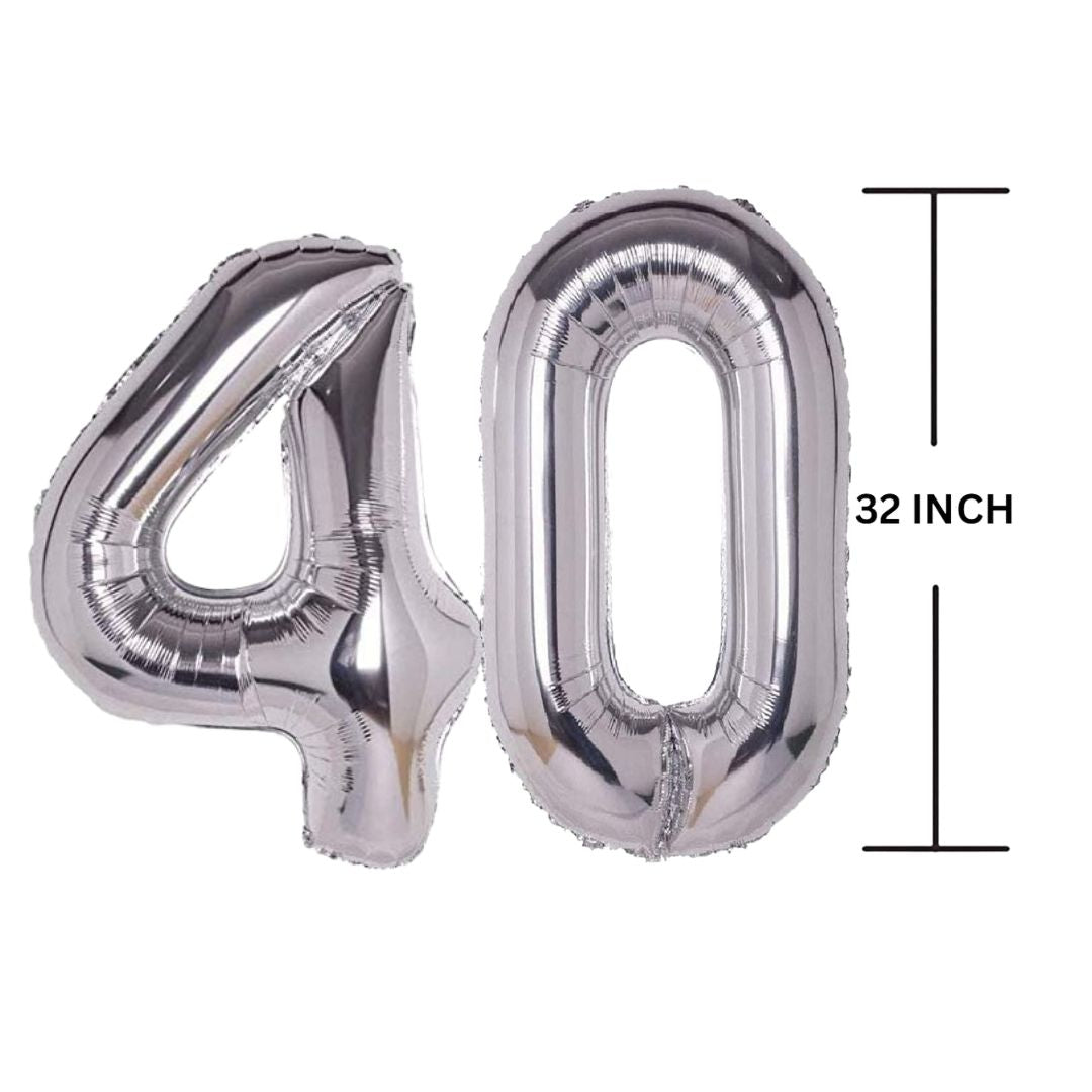 32 Inches SILVER Number Balloon Air or Helium Compactable Balloon for Party Decoration, Birthday, Anniversary