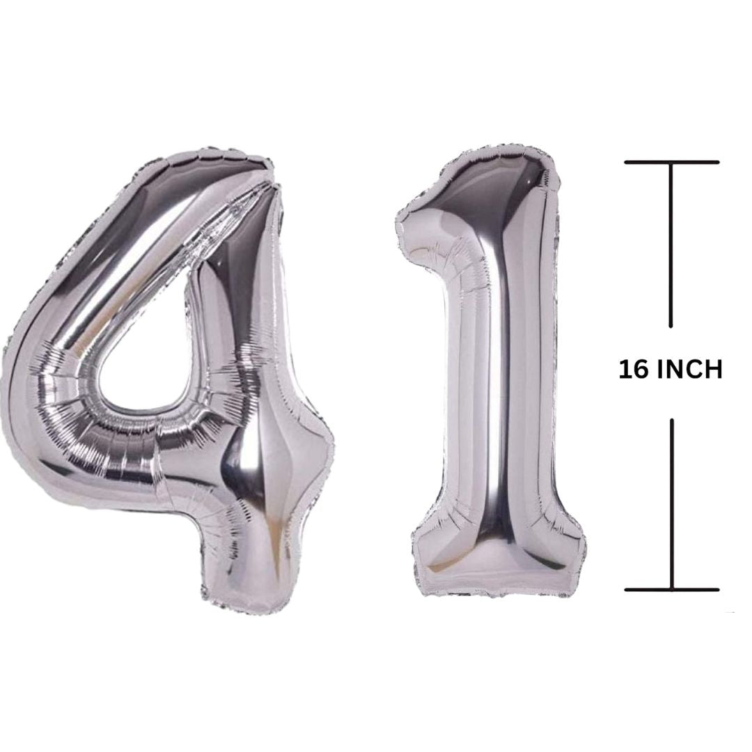 16 Inches SILVER Number Balloon Air or Helium Compactable Balloon for Party Decoration, Birthday, Anniversary