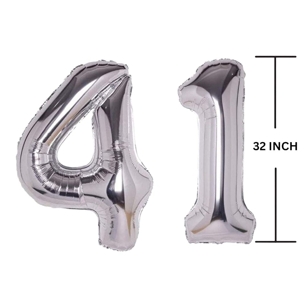 32 Inches SILVER Number Balloon Air or Helium Compactable Balloon for Party Decoration, Birthday, Anniversary