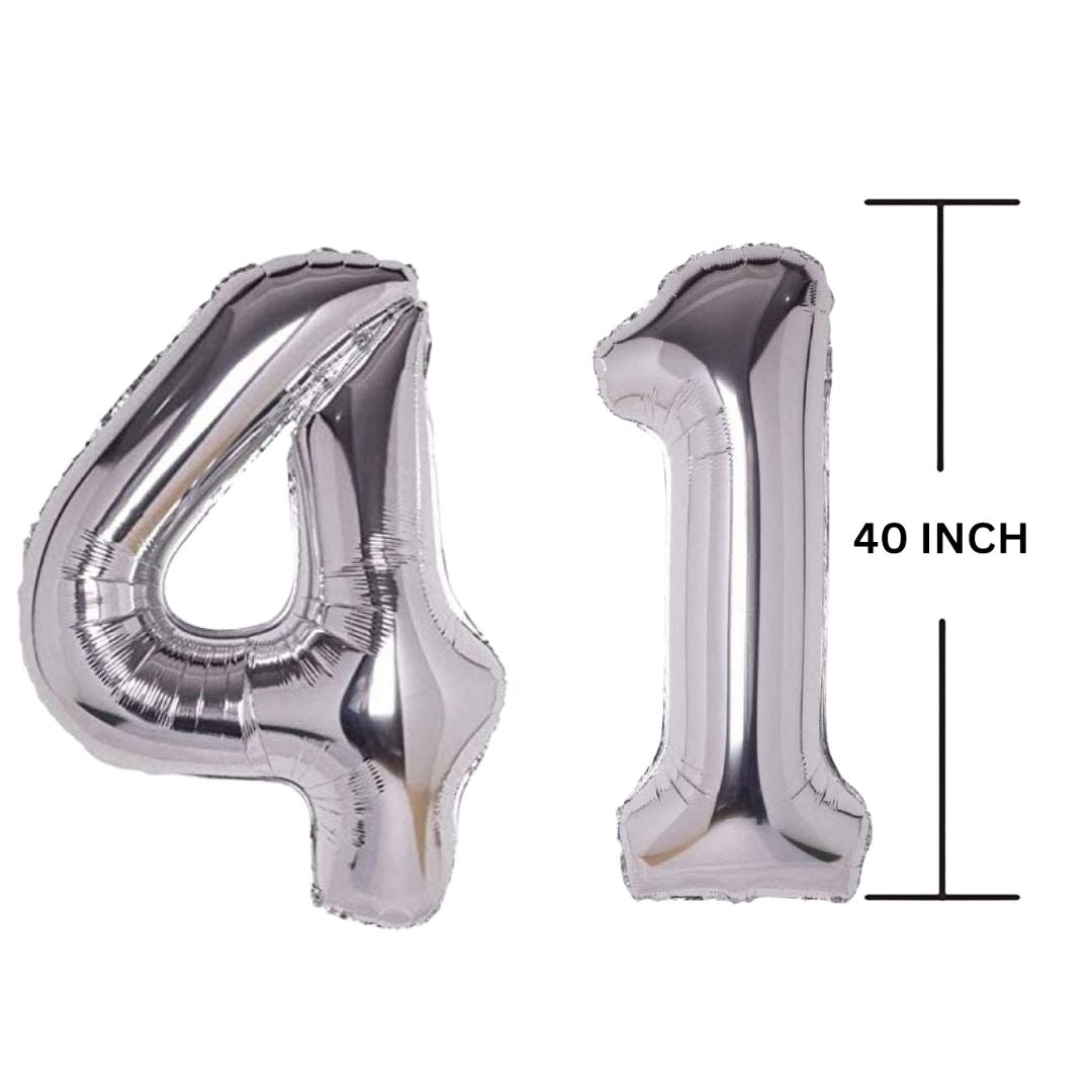 40 Inches SILVER Number Balloon Air or Helium Compactable Balloon for Party Decoration, Birthday, Anniversary