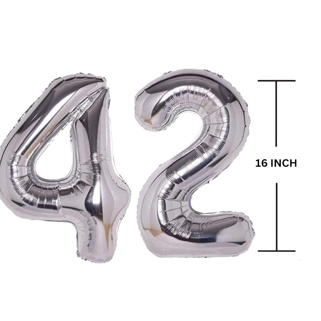 16 Inches SILVER Number Balloon Air or Helium Compactable Balloon for Party Decoration, Birthday, Anniversary