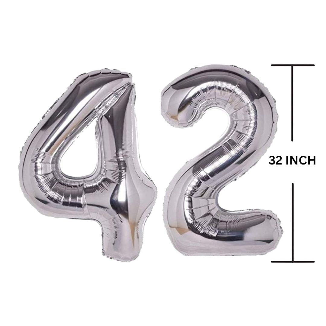 32 Inches SILVER Number Balloon Air or Helium Compactable Balloon for Party Decoration, Birthday, Anniversary