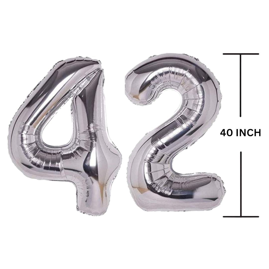 40 Inches SILVER Number Balloon Air or Helium Compactable Balloon for Party Decoration, Birthday, Anniversary