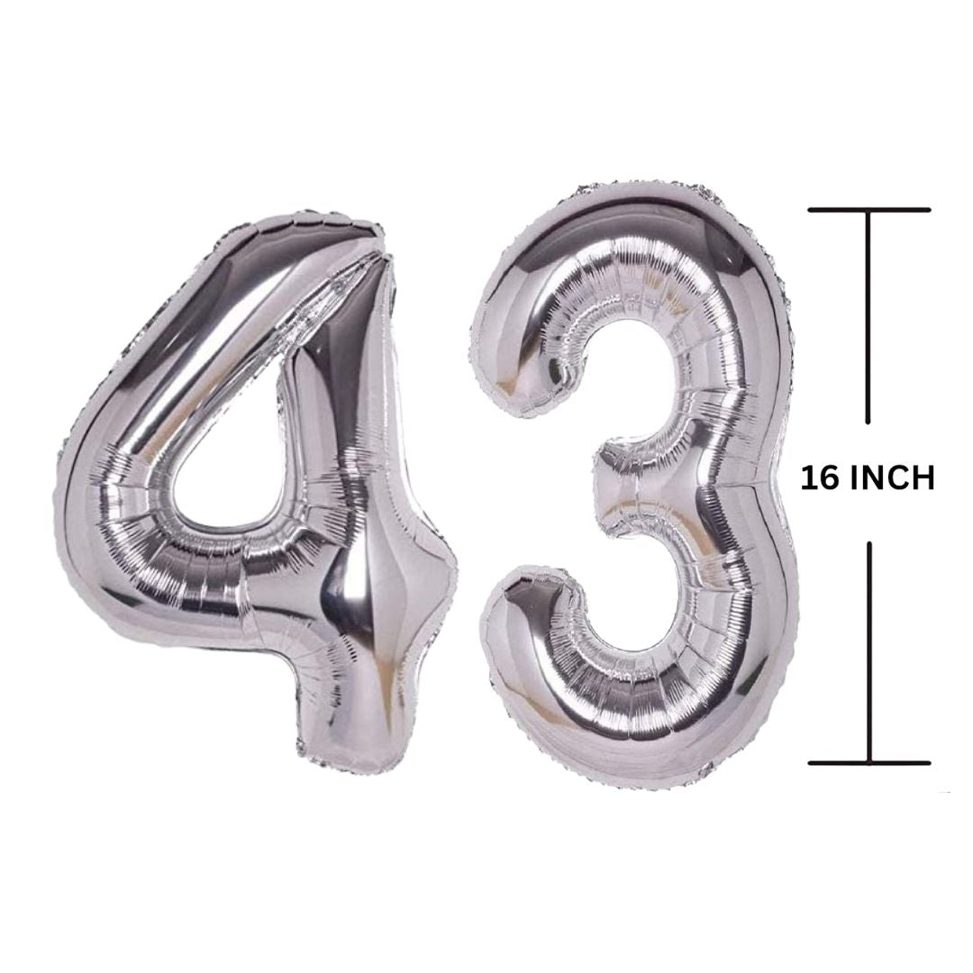 16 Inches SILVER Number Balloon Air or Helium Compactable Balloon for Party Decoration, Birthday, Anniversary