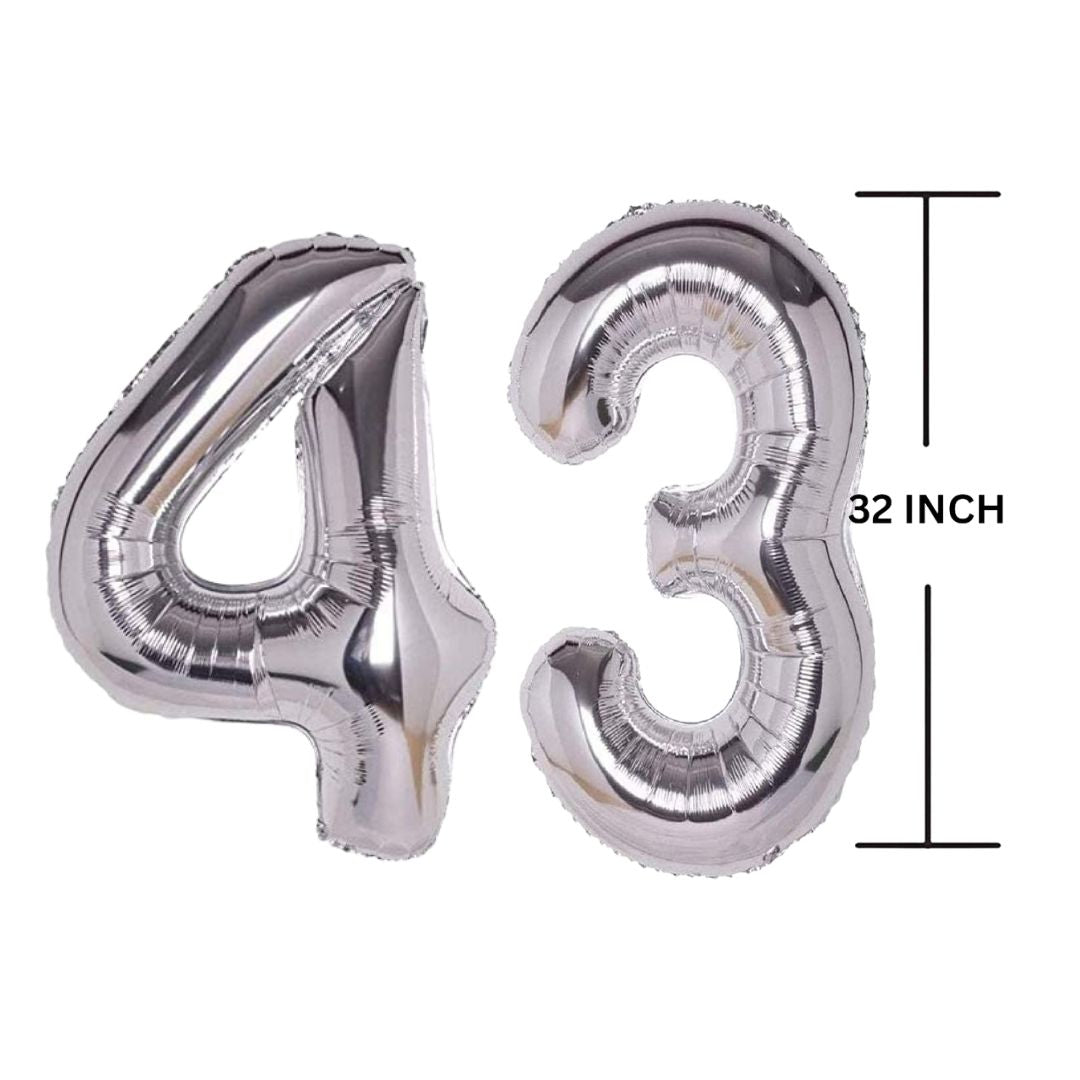 32 Inches SILVER Number Balloon Air or Helium Compactable Balloon for Party Decoration, Birthday, Anniversary