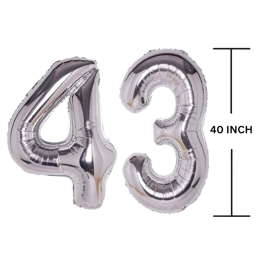 40 Inches SILVER Number Balloon Air or Helium Compactable Balloon for Party Decoration, Birthday, Anniversary