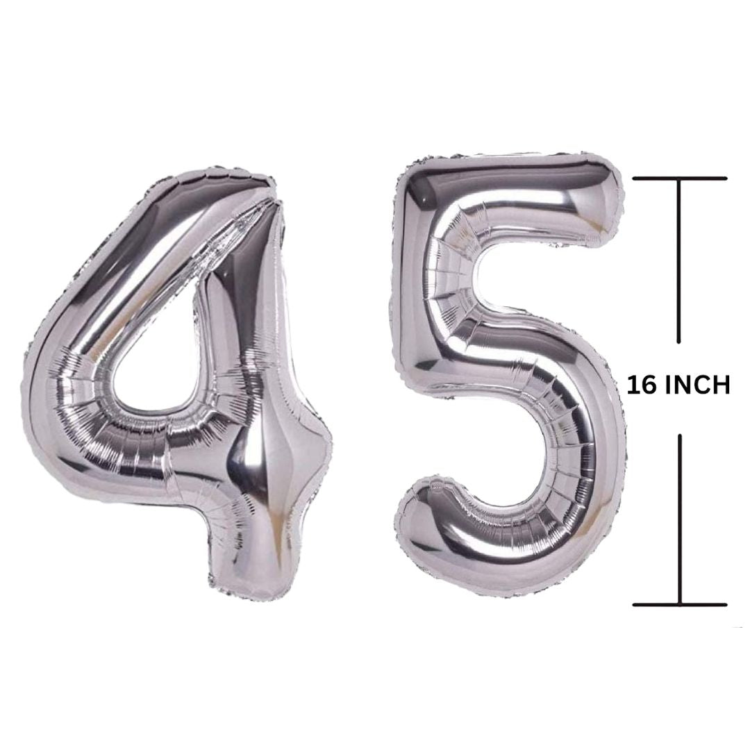 16 Inches SILVER Number Balloon Air or Helium Compactable Balloon for Party Decoration, Birthday, Anniversary