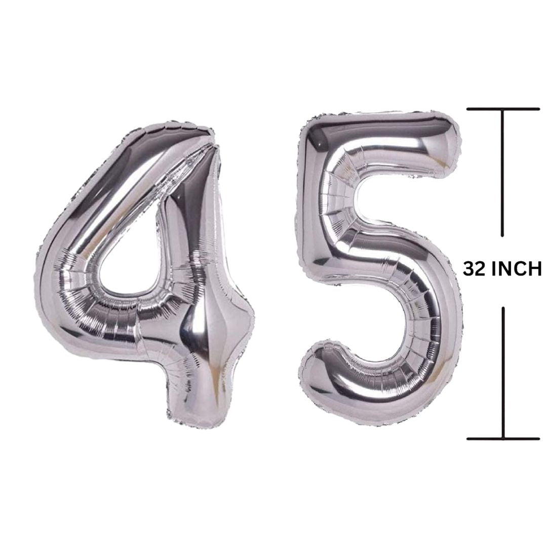 32 Inches SILVER Number Balloon Air or Helium Compactable Balloon for Party Decoration, Birthday, Anniversary