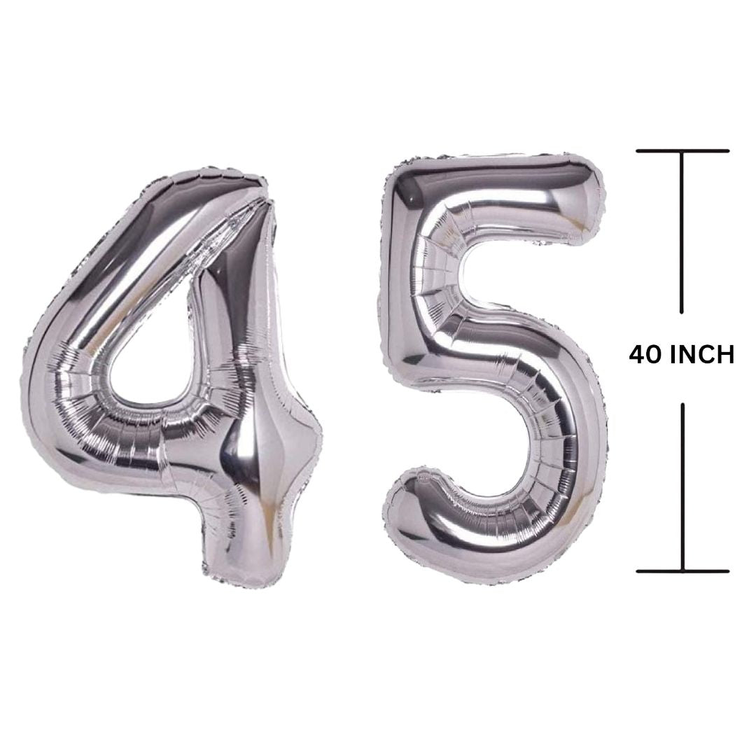 40 Inches SILVER Number Balloon Air or Helium Compactable Balloon for Party Decoration, Birthday, Anniversary