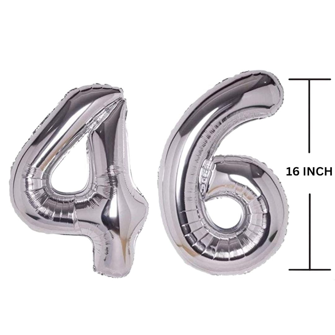 16 Inches SILVER Number Balloon Air or Helium Compactable Balloon for Party Decoration, Birthday, Anniversary