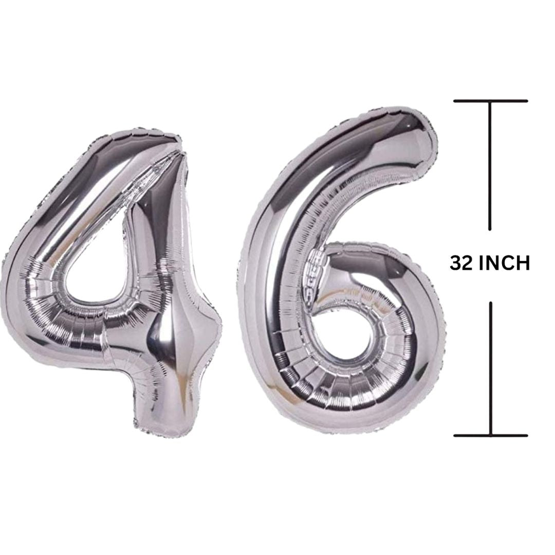 32 Inches SILVER Number Balloon Air or Helium Compactable Balloon for Party Decoration, Birthday, Anniversary