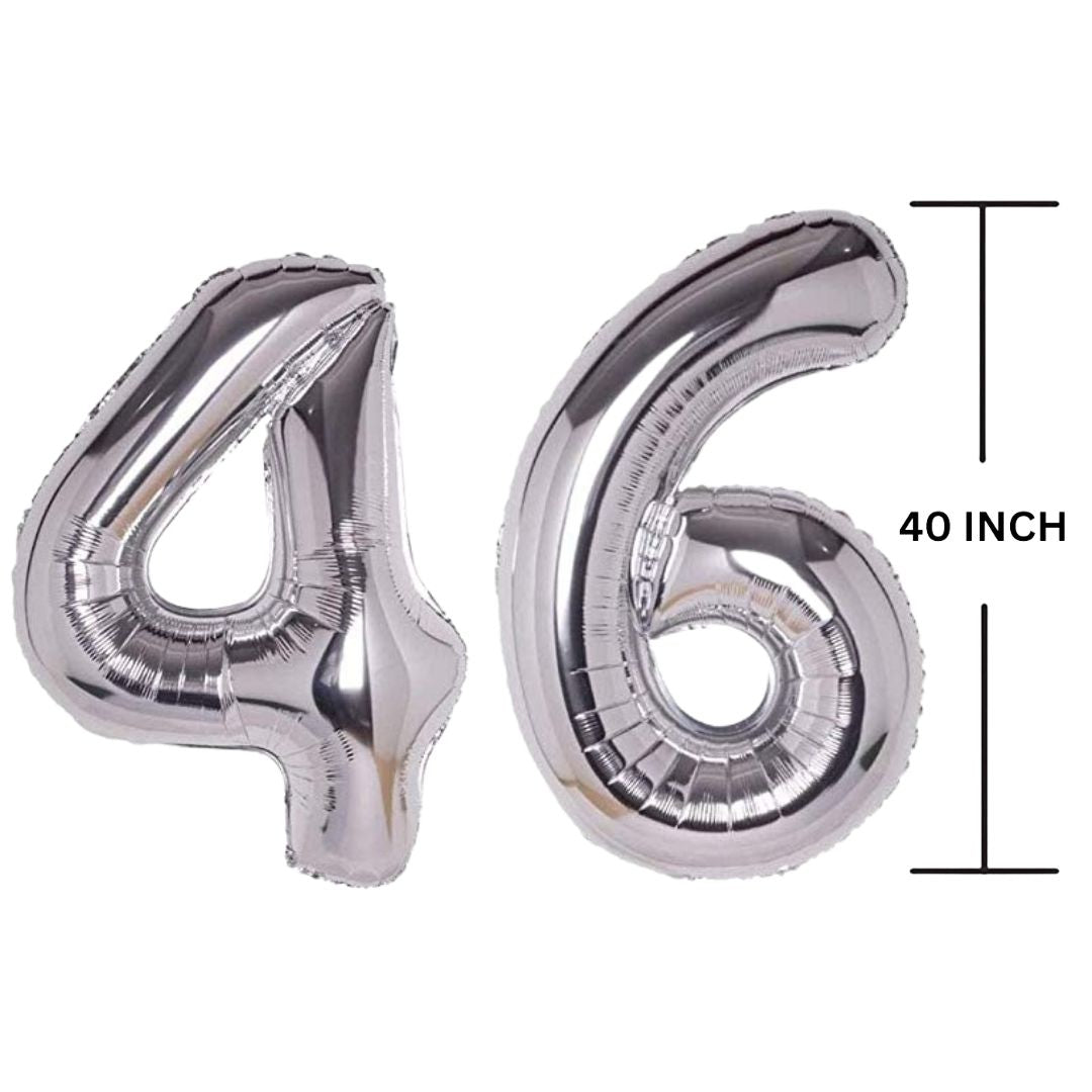 40 Inches SILVER Number Balloon Air or Helium Compactable Balloon for Party Decoration, Birthday, Anniversary