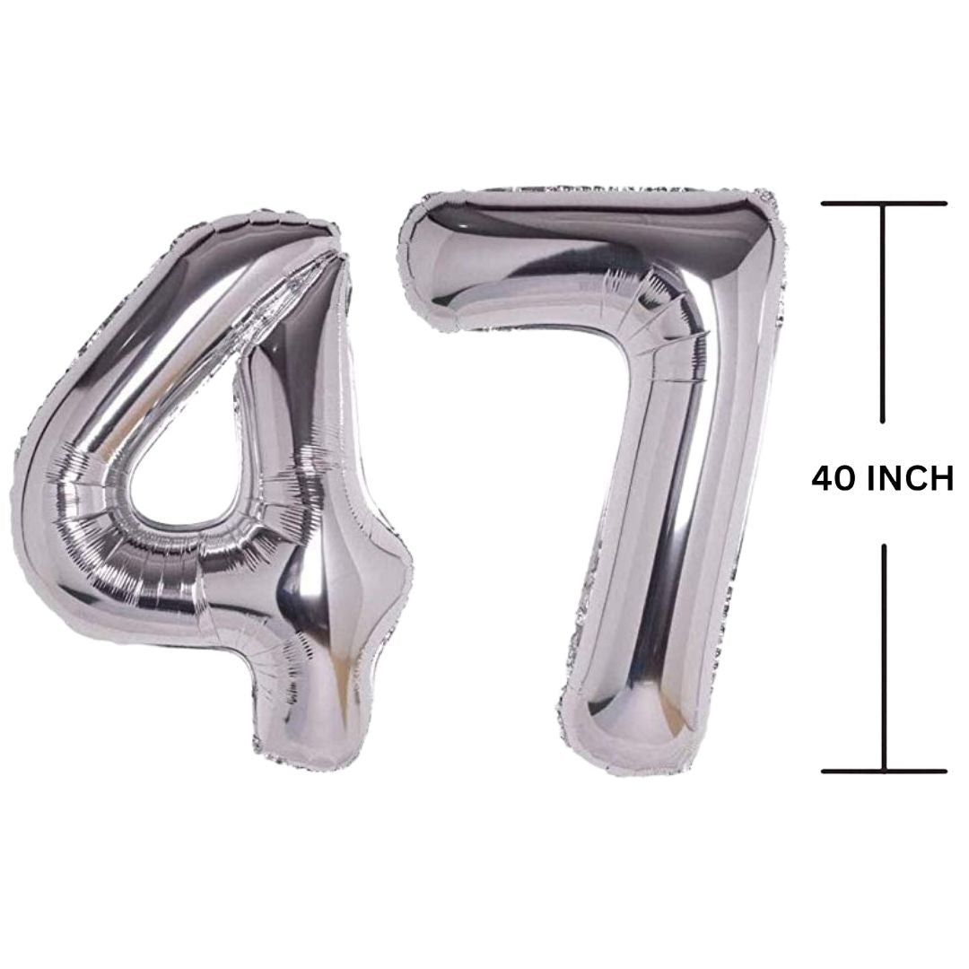 40 Inches SILVER Number Balloon Air or Helium Compactable Balloon for Party Decoration, Birthday, Anniversary