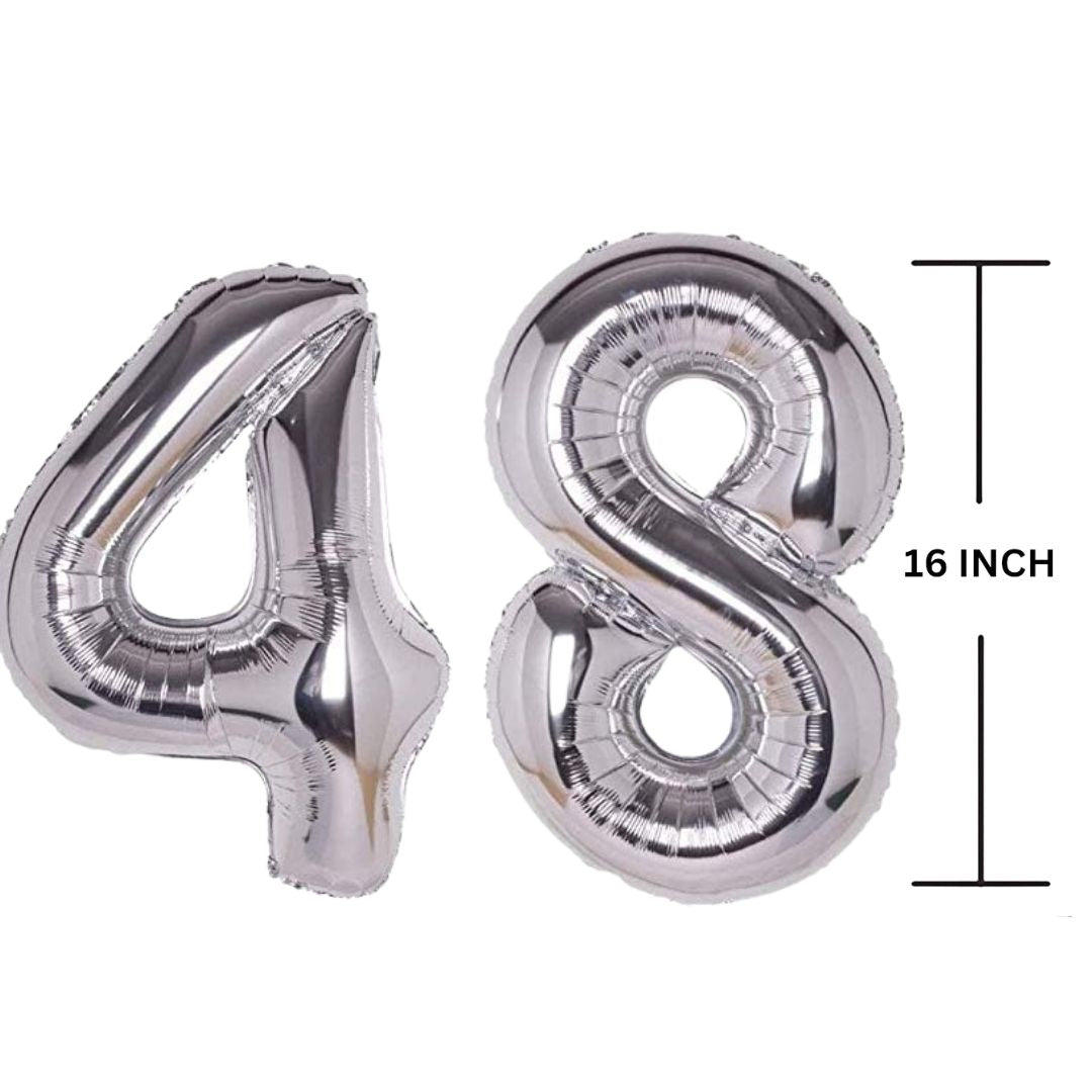 16 Inches SILVER Number Balloon Air or Helium Compactable Balloon for Party Decoration, Birthday, Anniversary