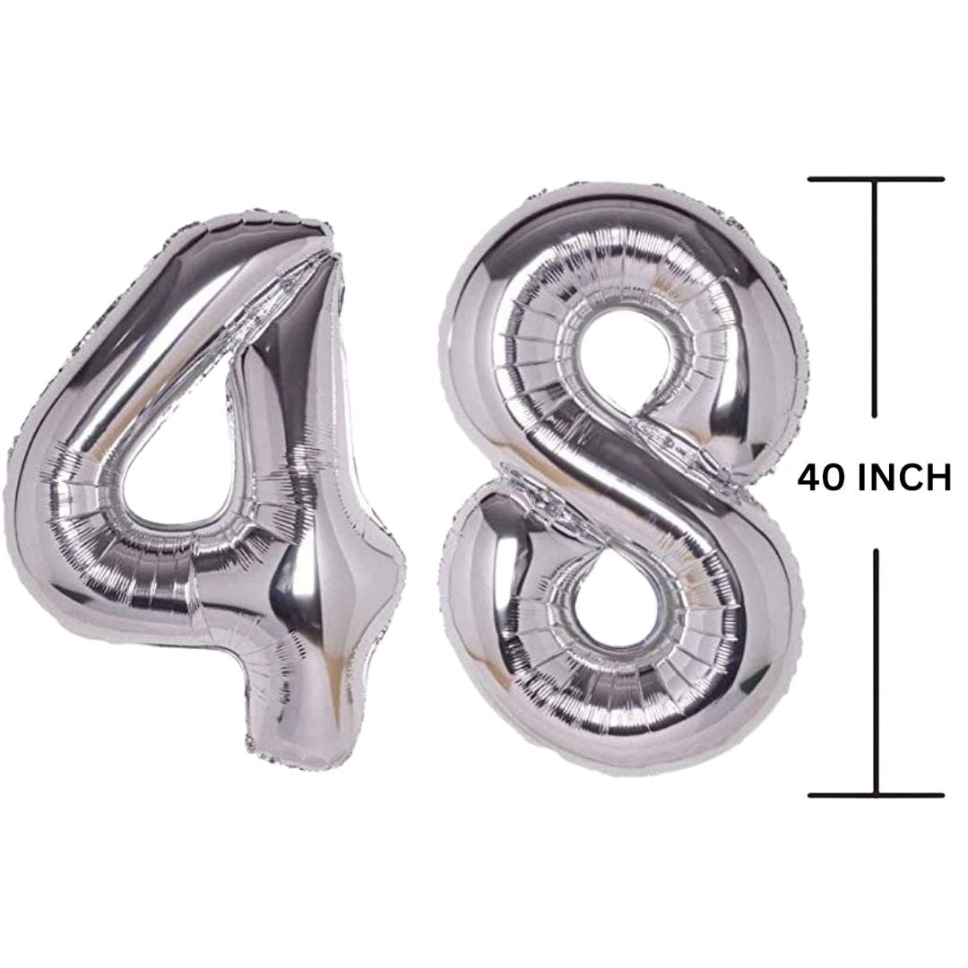 40 Inches SILVER Number Balloon Air or Helium Compactable Balloon for Party Decoration, Birthday, Anniversary