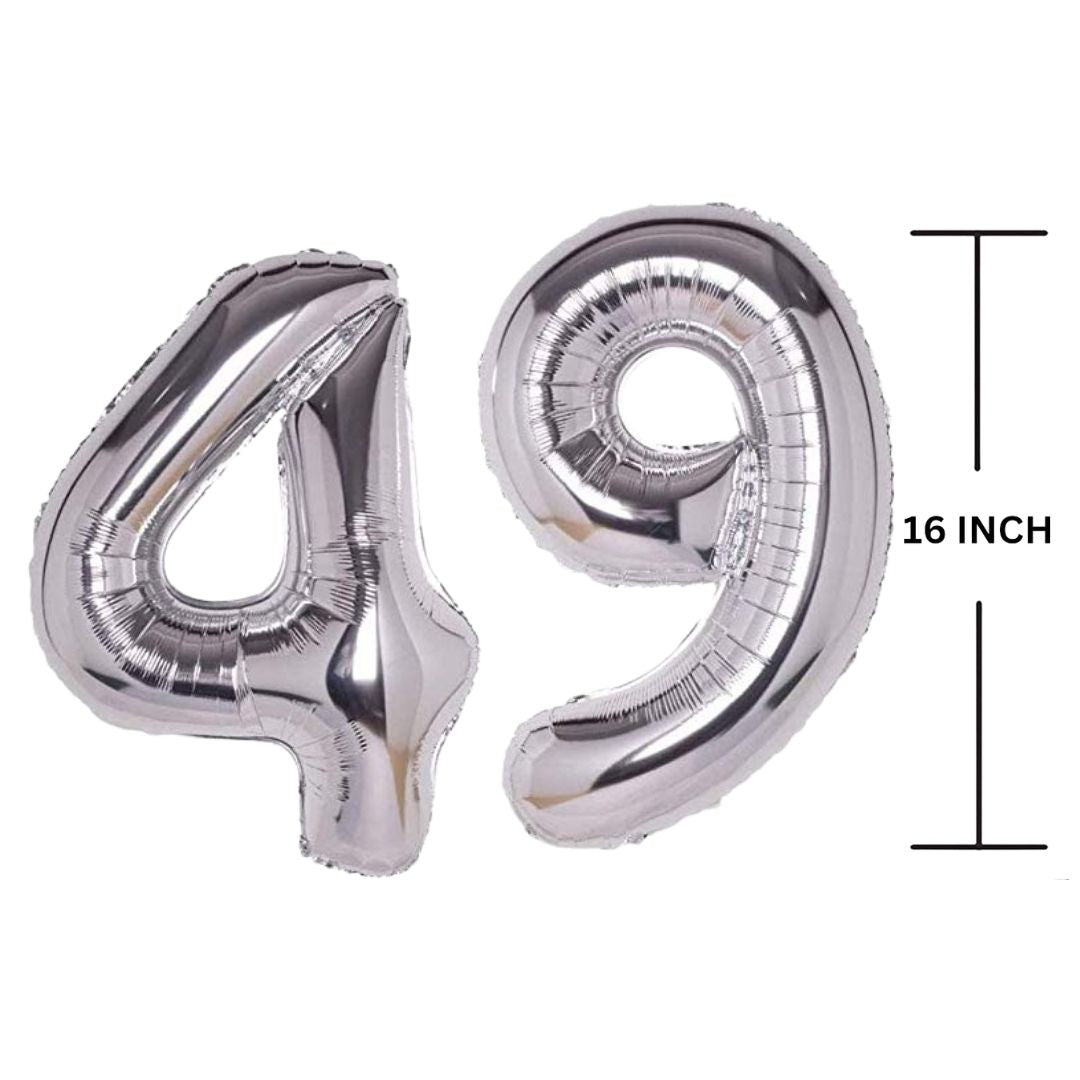 16 Inches SILVER Number Balloon Air or Helium Compactable Balloon for Party Decoration, Birthday, Anniversary