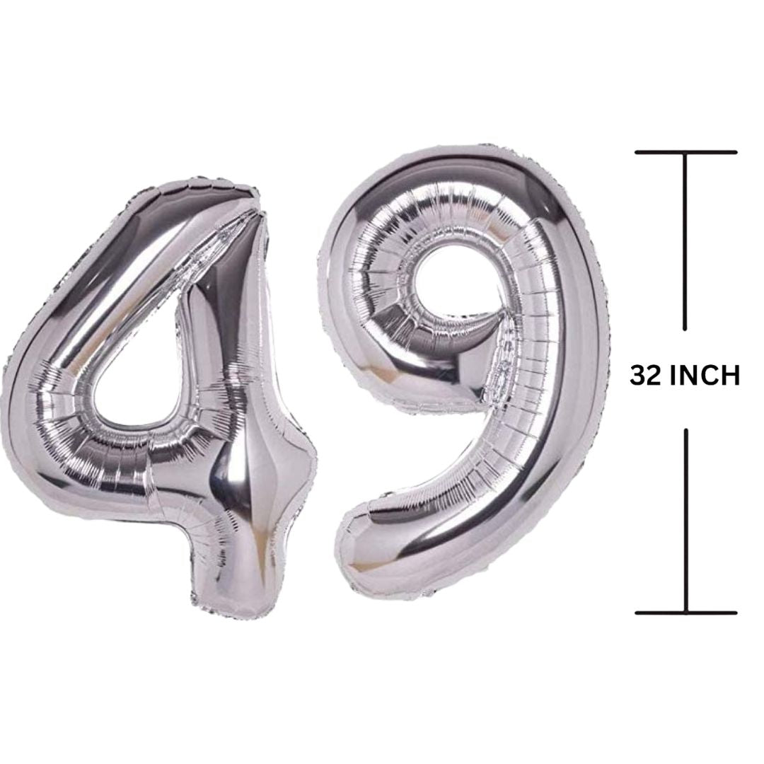 32 Inches SILVER Number Balloon Air or Helium Compactable Balloon for Party Decoration, Birthday, Anniversary