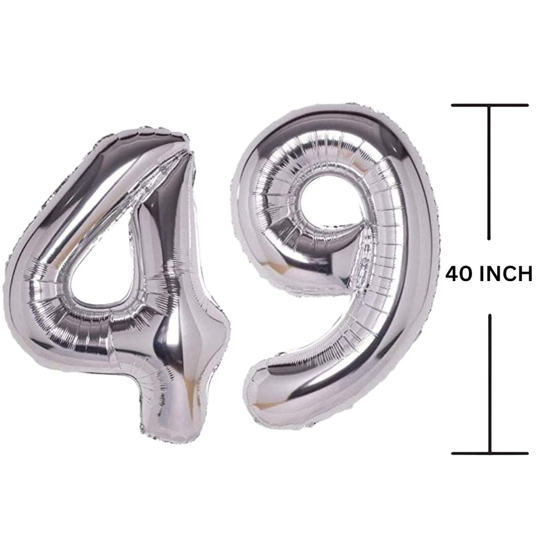 40 Inches SILVER Number Balloon Air or Helium Compactable Balloon for Party Decoration, Birthday, Anniversary