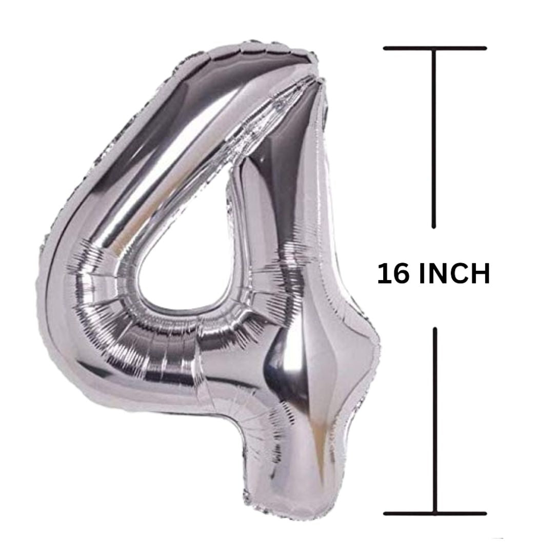 16 Inches SILVER Number Balloon Air or Helium Compactable Balloon for Party Decoration, Birthday, Anniversary