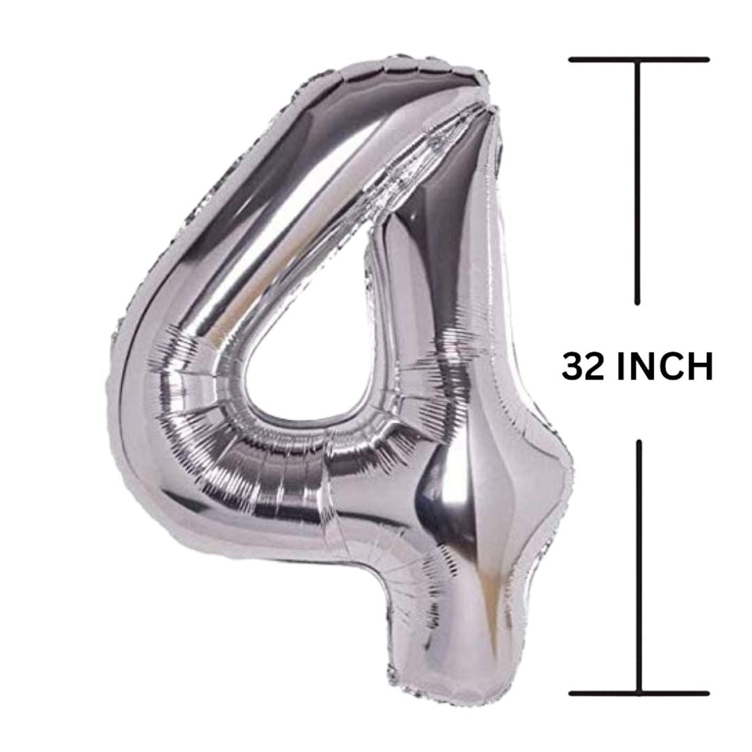 32 Inches SILVER Number Balloon Air or Helium Compactable Balloon for Party Decoration, Birthday, Anniversary