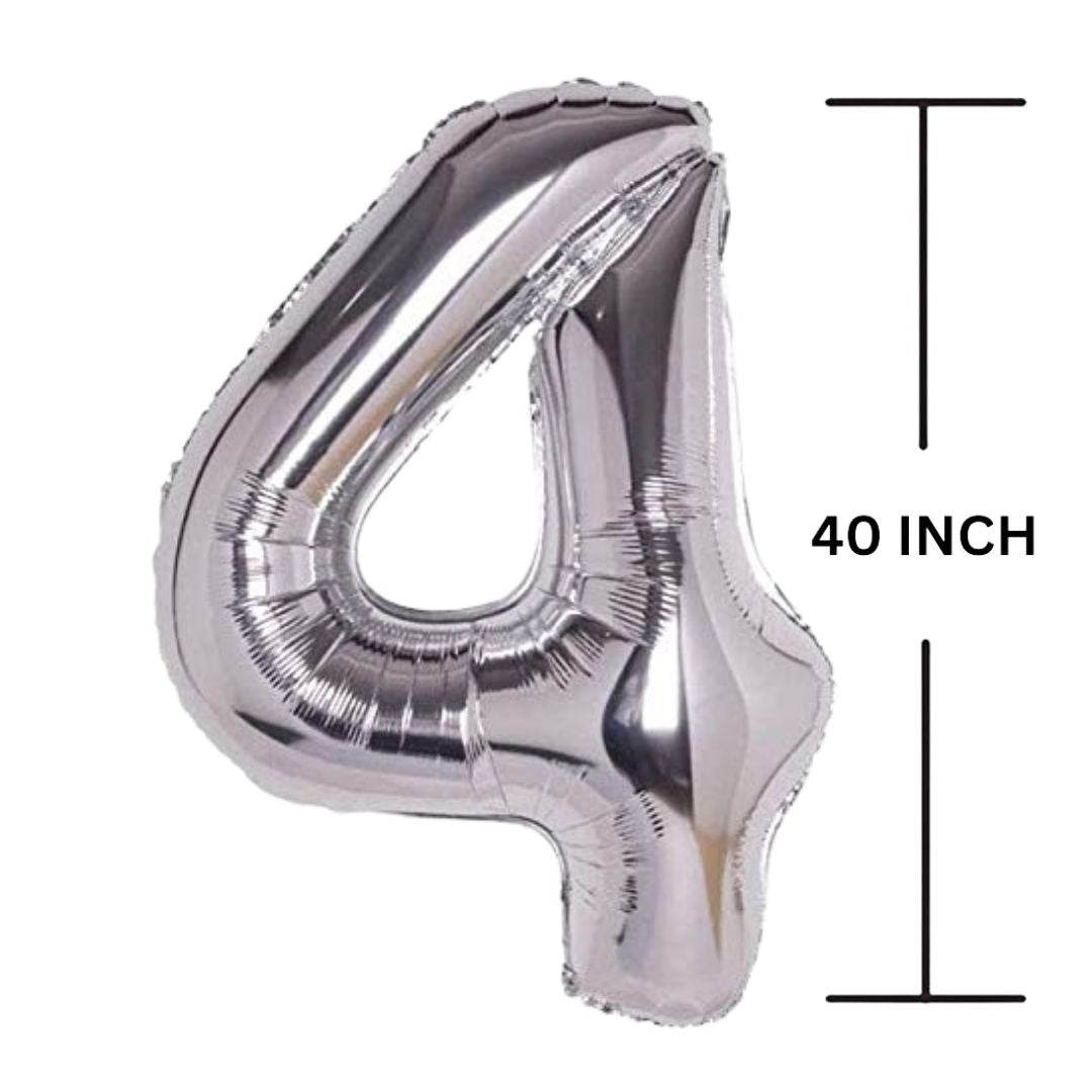 40 Inches SILVER Number Balloon Air or Helium Compactable Balloon for Party Decoration, Birthday, Anniversary