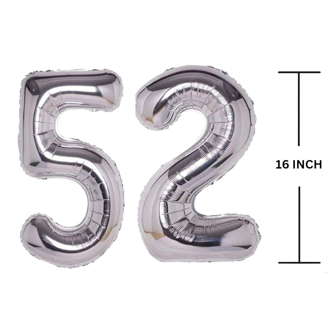 16 Inches SILVER Number Balloon Air or Helium Compactable Balloon for Party Decoration, Birthday, Anniversary