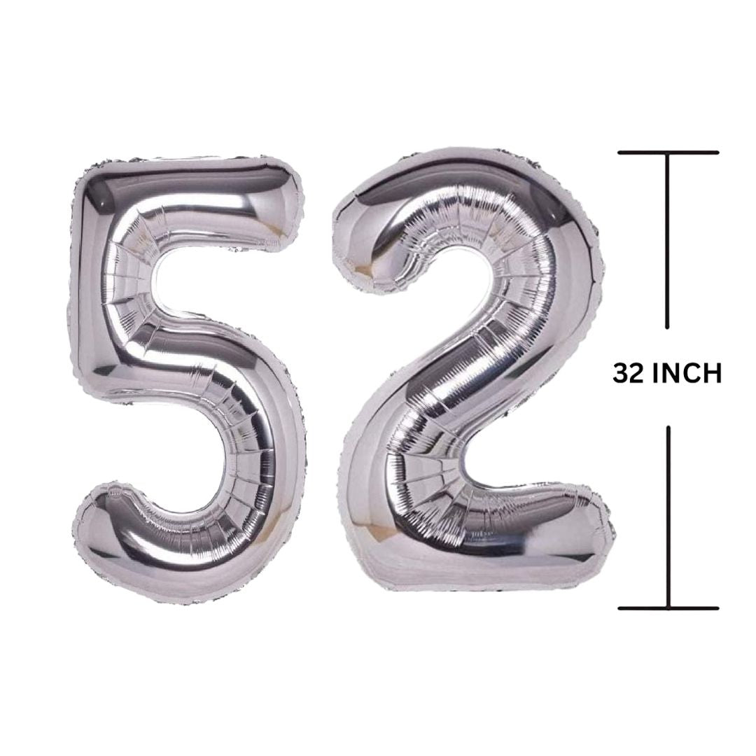 32 Inches SILVER Number Balloon Air or Helium Compactable Balloon for Party Decoration, Birthday, Anniversary